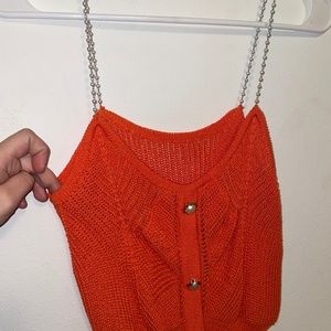 Cider Orange Pearl-Strapped Crop Top